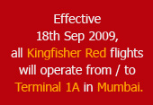 Kingfisher Red Flights to operate from Terminal 1A in Mumbai